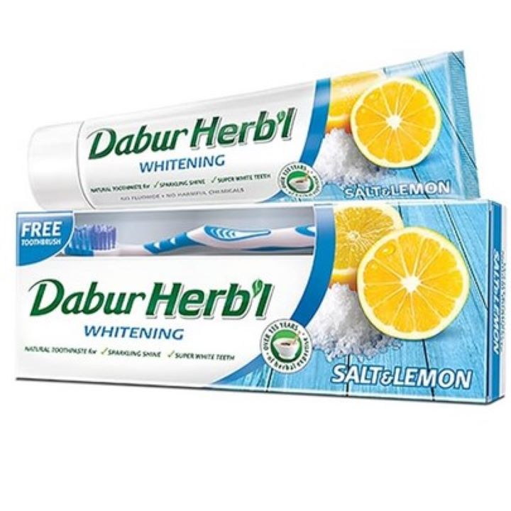 دابر هيربال معجون ملح وليمون 140 جم + فرشة