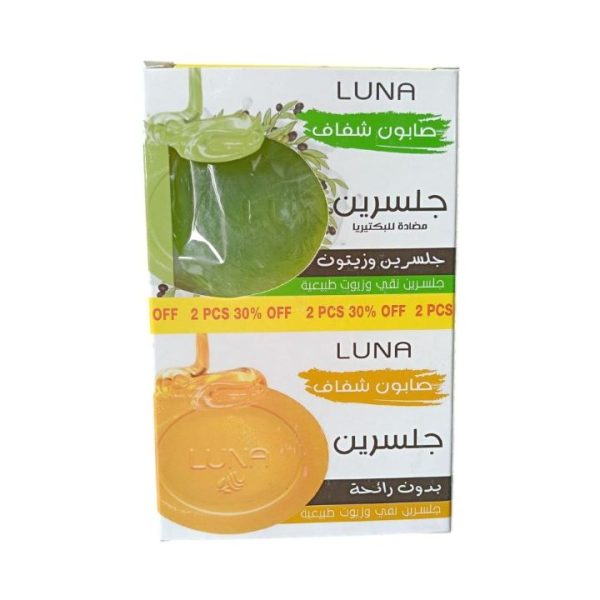 لونا صابون 72 جم عرض قطعتين جلسرين + زيتون