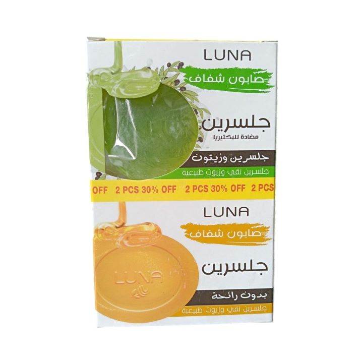 لونا صابون 72 جم عرض قطعتين جلسرين + زيتون