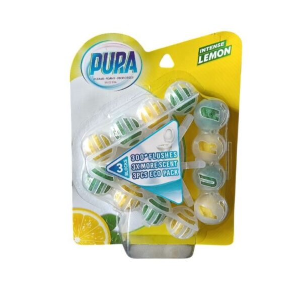 بيورا منظف ومعطر تواليت 4 كرات بالليمون 3 قطع