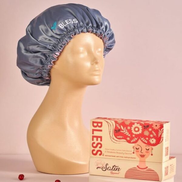 بليس بونيه للشعر ستان رمادي + توكة