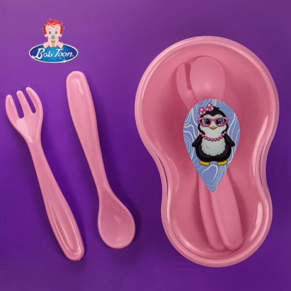 بوب تون طبق + شوكة + معلقة