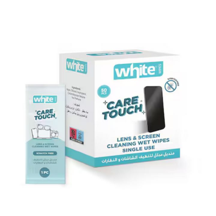 وايت منديل مبلل للشاشات والنظارات قطعة